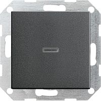 Выключатель кнопочный с подсветкой без рамки Gira System55 1-кл. антрацит картинка